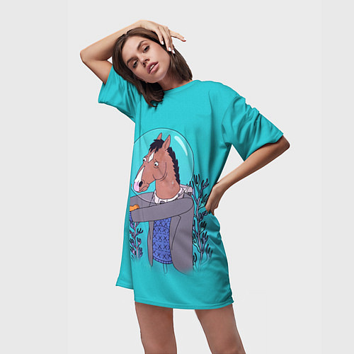 Женская длинная футболка BoJack / 3D-принт – фото 3