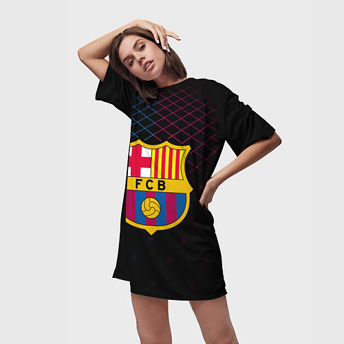 Женская длинная футболка FC Barcelona Lines / 3D-принт – фото 3