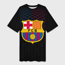 Футболка женская длинная FC Barcelona Lines, цвет: 3D-принт