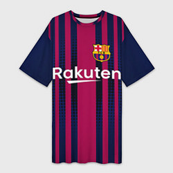 Футболка женская длинная FC Barcelona: Rakuten, цвет: 3D-принт