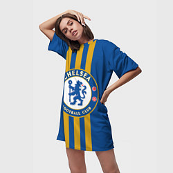 Футболка женская длинная FC Chelsea: Gold Lines, цвет: 3D-принт — фото 2