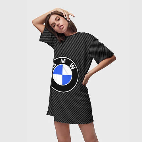 Женская длинная футболка BMW CARBON БМВ КАРБОН / 3D-принт – фото 3