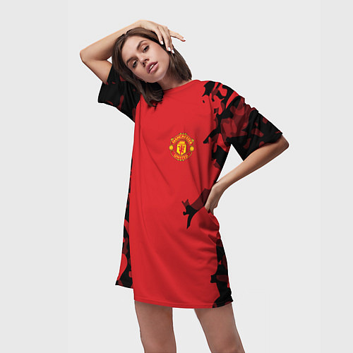 Женская длинная футболка FC Manchester United: Red Original / 3D-принт – фото 3