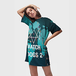 Футболка женская длинная Watch Dogs 2: Network Hack, цвет: 3D-принт — фото 2