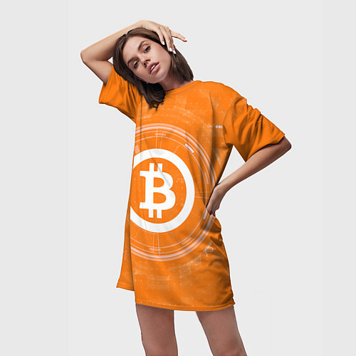 Женская длинная футболка Bitcoin Tech / 3D-принт – фото 3