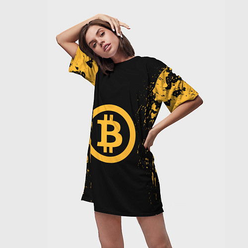 Женская длинная футболка Bitcoin Master / 3D-принт – фото 3