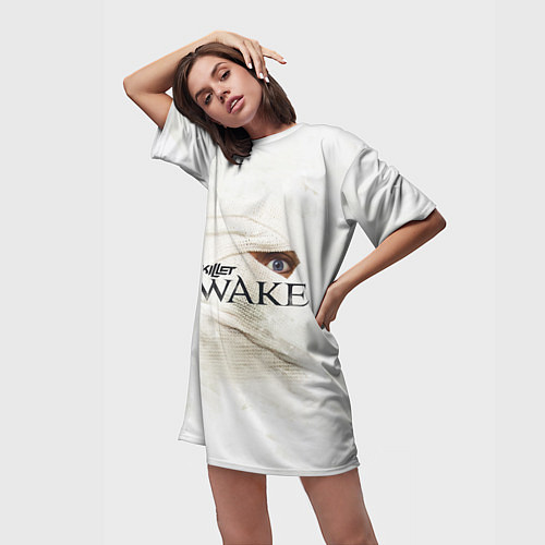 Женская длинная футболка Skillet: Awake / 3D-принт – фото 3