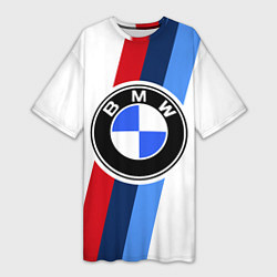 Футболка женская длинная BMW M: White Sport, цвет: 3D-принт