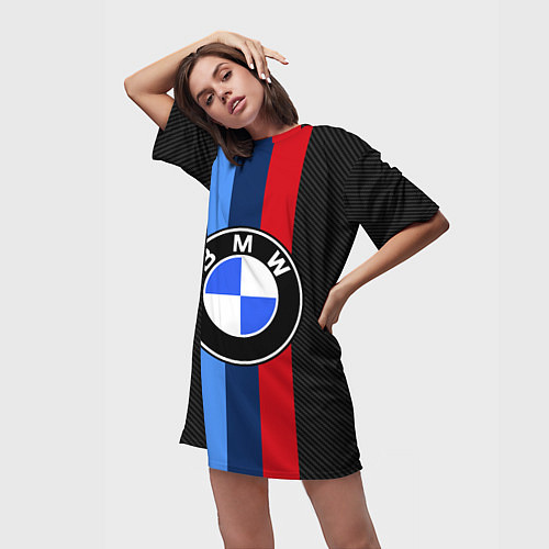 Женская длинная футболка BMW SPORT / 3D-принт – фото 3