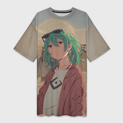 Футболка женская длинная Vocaloid, цвет: 3D-принт