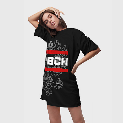 Женская длинная футболка РВСН: герб РФ / 3D-принт – фото 3