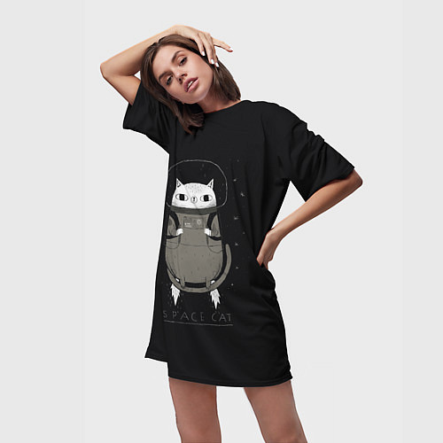 Женская длинная футболка Space Cat / 3D-принт – фото 3