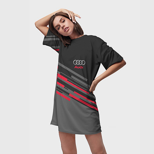 Женская длинная футболка AUDI SPORT / 3D-принт – фото 3