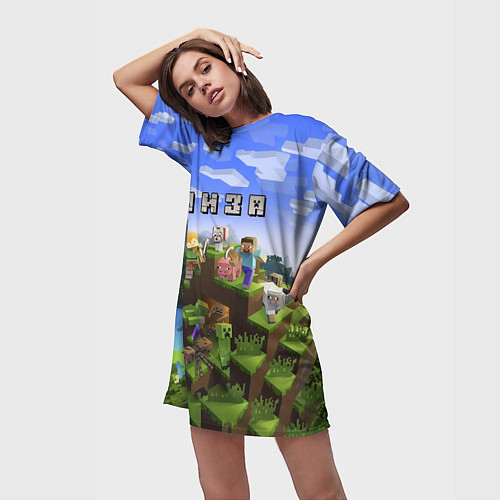 Женская длинная футболка Майнкрафт: Лиза / 3D-принт – фото 3