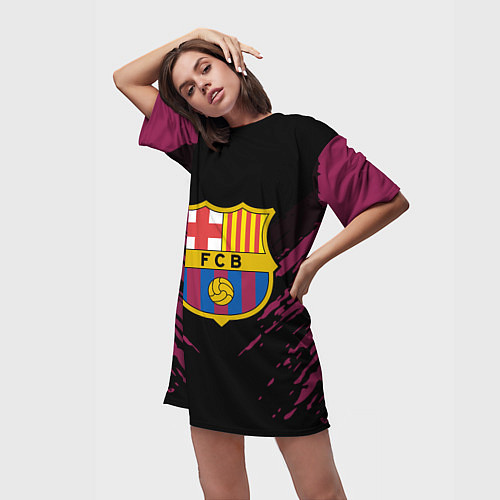 Женская длинная футболка Barcelona FC: Sport Fashion / 3D-принт – фото 3