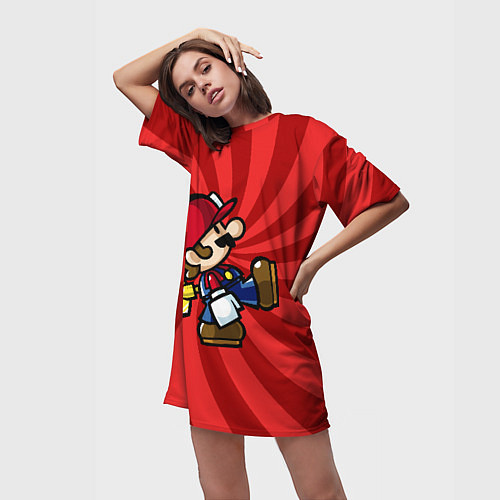 Женская длинная футболка Super Mario: Red Illusion / 3D-принт – фото 3
