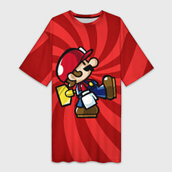 Футболка женская длинная Super Mario: Red Illusion, цвет: 3D-принт