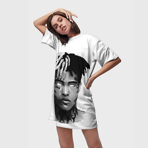 Женская длинная футболка XXXTentacion: Pixel Art / 3D-принт – фото 3