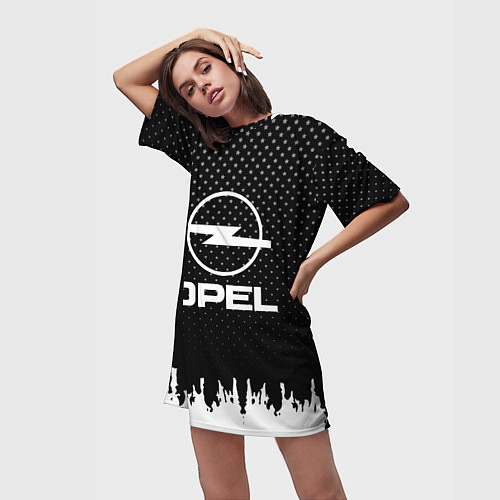 Женская длинная футболка Opel: Black Side / 3D-принт – фото 3
