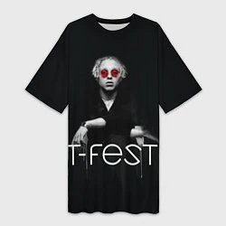 Футболка женская длинная T-Fest: Black Style, цвет: 3D-принт