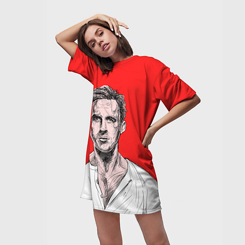 Женская длинная футболка Райан Гослинг / 3D-принт – фото 3