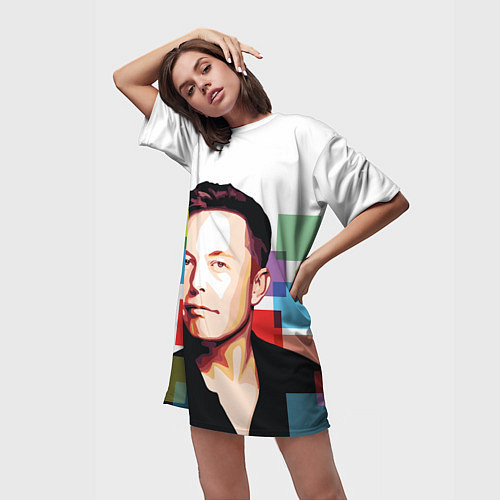 Женская длинная футболка Илон Маск / 3D-принт – фото 3