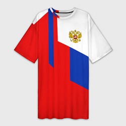 Футболка женская длинная Russia: Geometry Tricolor, цвет: 3D-принт