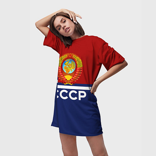 Женская длинная футболка СССР: Спортсмен / 3D-принт – фото 3