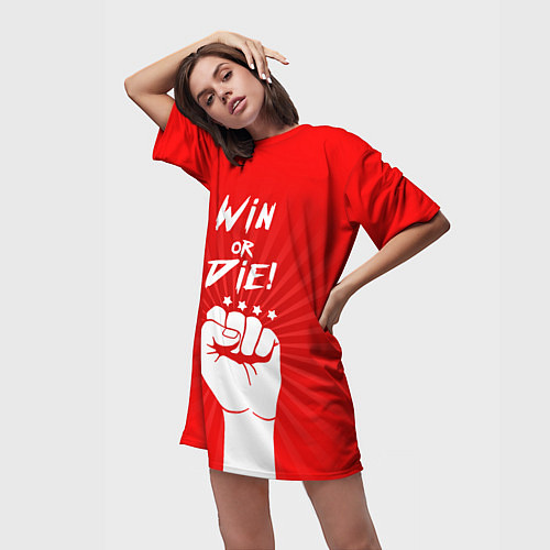 Женская длинная футболка FCSM: Win or Die / 3D-принт – фото 3