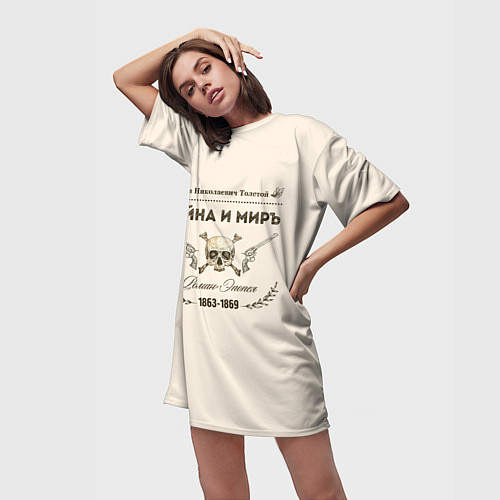Женская длинная футболка Война и мир / 3D-принт – фото 3