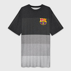 Футболка женская длинная ФК Барселона: Серый стиль, цвет: 3D-принт