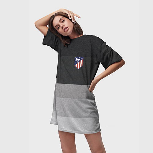 Женская длинная футболка ФК Атлетико Мадрид: Серый стиль / 3D-принт – фото 3