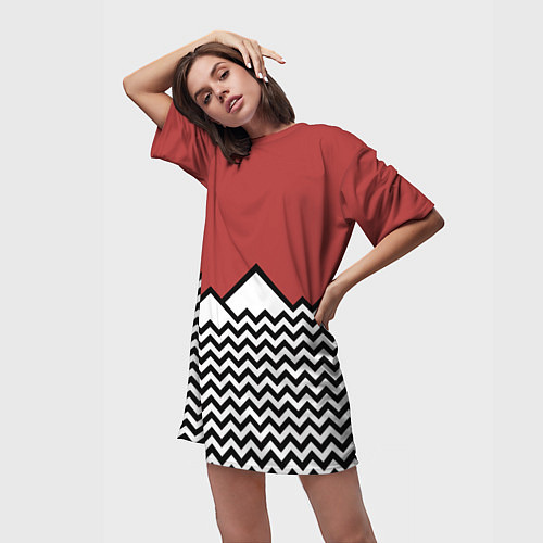 Женская длинная футболка Горы Твин Пикс / 3D-принт – фото 3