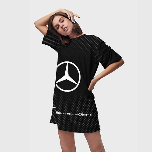 Женская длинная футболка Mercedes: Black Abstract / 3D-принт – фото 3