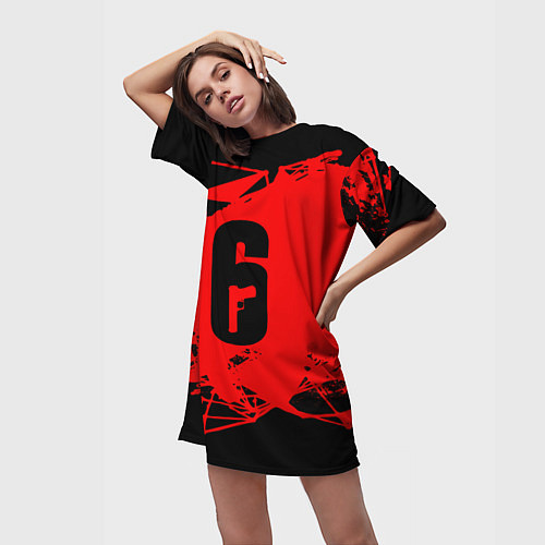 Женская длинная футболка R6S: Red Outbreak / 3D-принт – фото 3