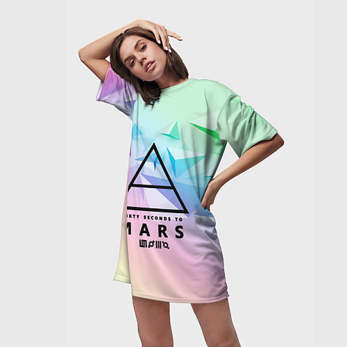 Женская длинная футболка 30 Seconds to Mars / 3D-принт – фото 3