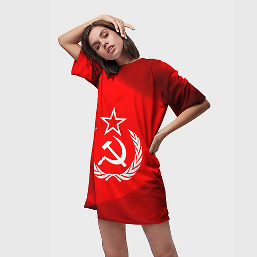 Женская длинная футболка Патриот СССР / 3D-принт – фото 3