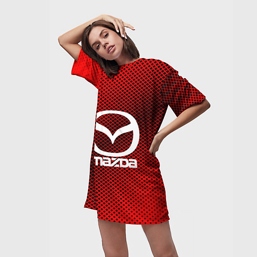 Женская длинная футболка Mazda: Red Carbon / 3D-принт – фото 3