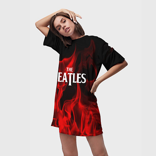 Женская длинная футболка The Beatles: Red Flame / 3D-принт – фото 3