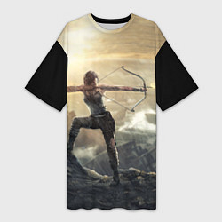 Футболка женская длинная Tomb Raider, цвет: 3D-принт