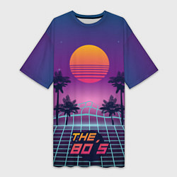 Футболка женская длинная The 80s Beach, цвет: 3D-принт