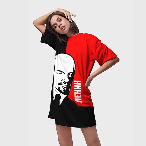 Женская длинная футболка Хитрый Ленин / 3D-принт – фото 3