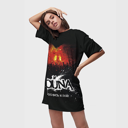 Женская длинная футболка Louna: Проснись и пой / 3D-принт – фото 3