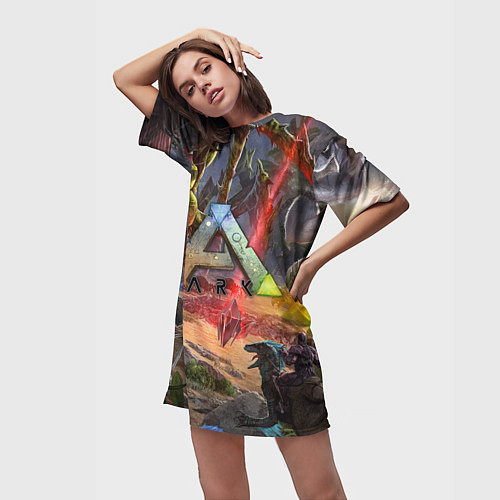 Женская длинная футболка ARK: Survival Evolved / 3D-принт – фото 3