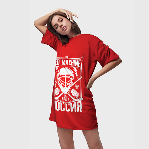Женская длинная футболка Red machine is back / 3D-принт – фото 3