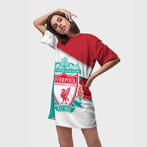 Женская длинная футболка FC Liverpool / 3D-принт – фото 3