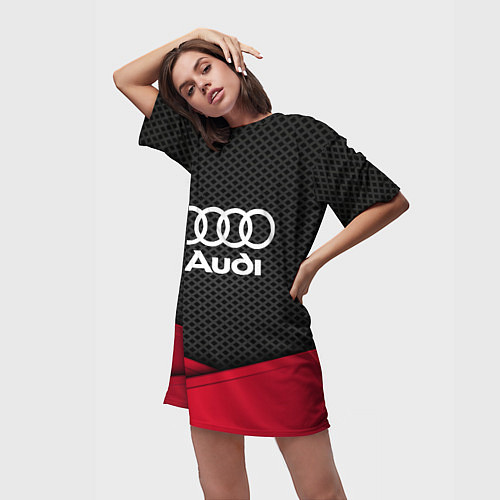 Женская длинная футболка Audi: Grey Carbon / 3D-принт – фото 3