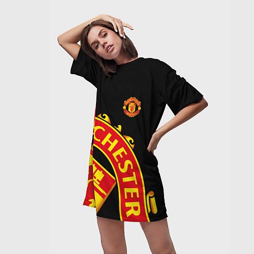 Женская длинная футболка FC Man United: Black Exclusive / 3D-принт – фото 3