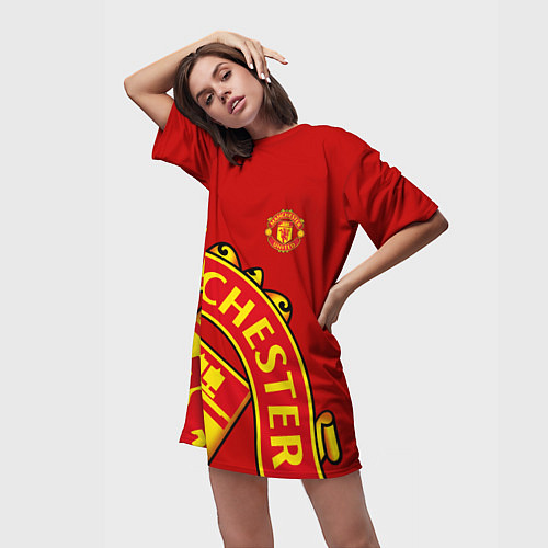 Женская длинная футболка FC Man United: Red Exclusive / 3D-принт – фото 3