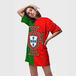 Футболка женская длинная Сборная Португалии, цвет: 3D-принт — фото 2
